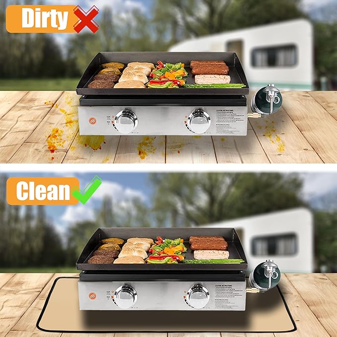 Khaki 24x31 Inchs Heat Resistant Mat for Outdoor Grill Table,Fireproof Under Blackstone Griddle BBQ Mat,Air Fryer Mat,Indoor Fireplace Mat, Protect Your Table and Outdoor Grill Table（0.04in Thickness）