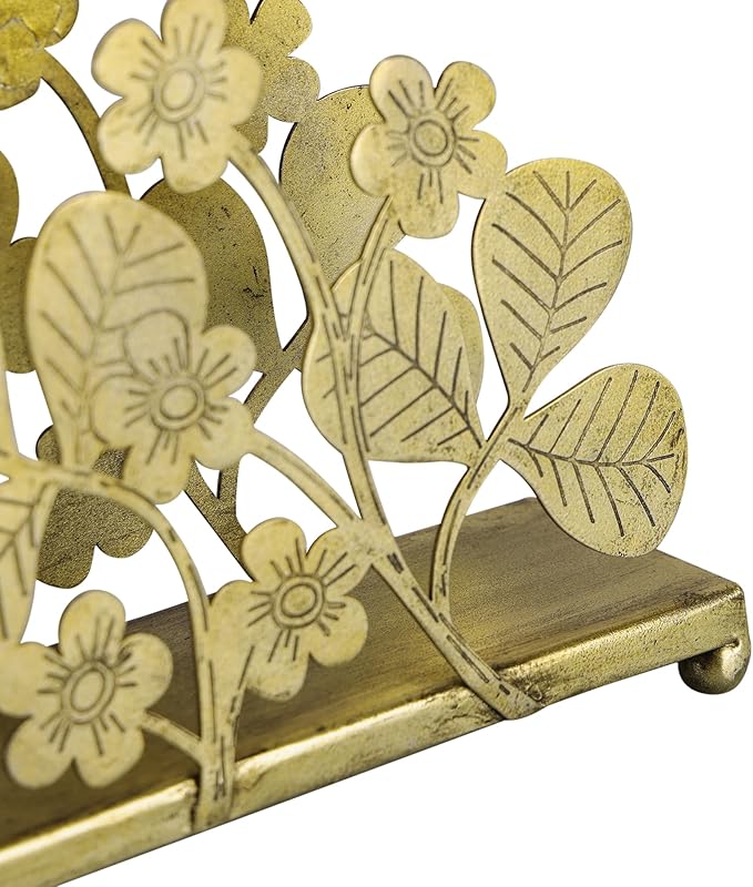 Gold Napkin Holder for Table, Iron Standing Napkin Dispenser for Kitchen Dining Room Vintage Cocktail Picnic Bar Rustic Holders for Paper Mail Bills