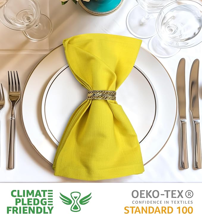 Urban Villa Yellow Napkins Solid Set of 6 Cloth Dinner Napkins Size 20x20 Inches Cloth Napkins 100% Cotton with Mitered Corners Ultra Soft DinnerNapkins