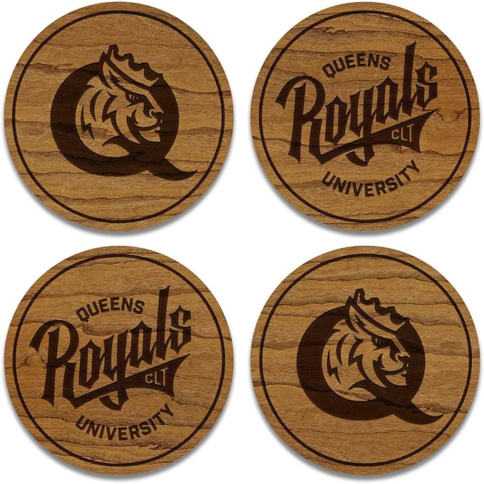 LazerEdge Queens Royals Wooden Coaster Set - Cherry Wood - Officially Licensed Product - 4-Pack