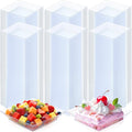 200 Pieces Mini Square Dessert Plates Disposable Appetizer Plates Small Plastic Dish for Dessert Salad Appetizer Sauces Tastings Cake Wedding Party Serving (3.54 x 3.54 Inch,Clear)