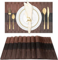 Winknowl Placemats Set of 8, Heat Resistant Non-Slip Vinyl Woven Table Mats for Dining Table, Washable Durable Elegant Place Mats for Kitchen Indoor/Outdoor Use (Coffee)