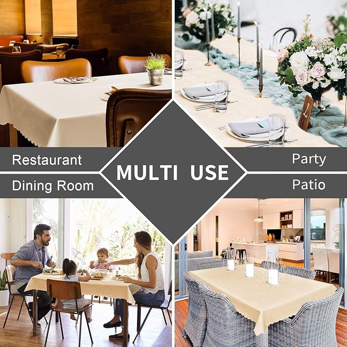 Smiry Rectangle Table Cloth, Waterproof Heavy Duty Vinyl Tablecloths, Wipeable Washable Table Cover for Kitchen and Dining Room (Brown, 70" X 108")