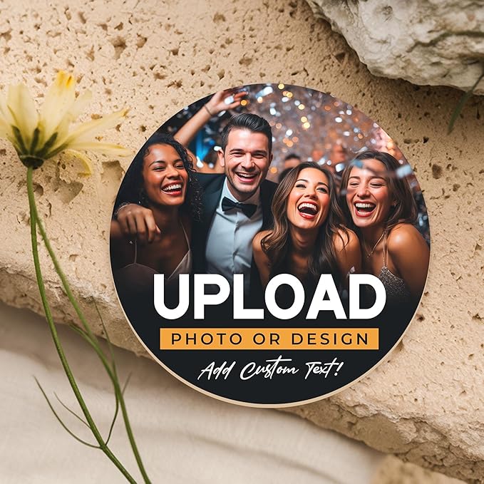 100-Pack, Personalized Drink Coasters, Custom Cardboard Coasters with Photo and Text, Design Your Own Coaster for Events, Parties, Bars and Unique Gifts, 3.95" Round