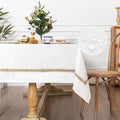 MYSKY HOME Rectangular Table Cloth, 55"X120", Waterproof, Soft Cotton/Polyester Blend, Floral Pattern, 10-12 Seats, Indoor/Outdoor
