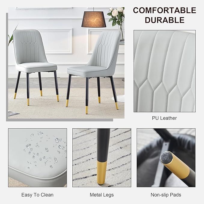 Small Dining Table Set for 4, Dining Room Table Set for 4, Sintered Stone Kitchen Table Top and Modern Chairs Set of 4 for Kitchen Dining Room, Small Space