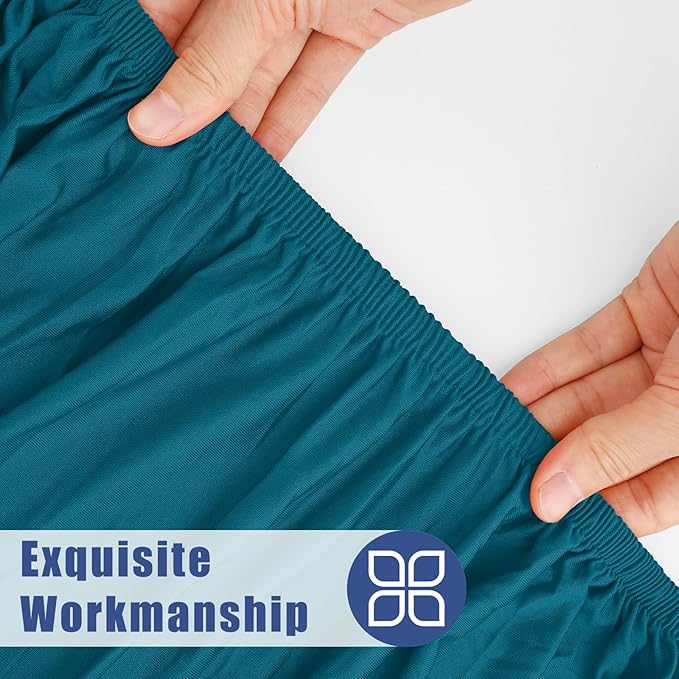 Round Spandex Tablecloth, Elastic Fitted Waterproof Tablecloths for 18"-24" Tables, Stretch Washable Picnic Table Cover for Camping, Dining, Indoor and Outdoor,Peacock Blue