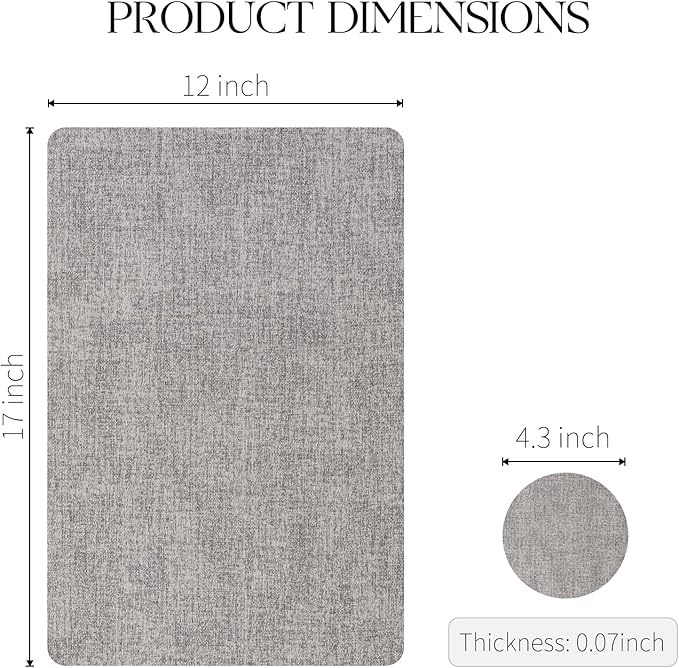 MOSAYT Faux Leather Placemats Set of 6, Heat Resistant Wipeable Washable Vinyl Place Mats with Coasters, Waterproof Oil Proof Table Mats for Kitchen Dining Party Outdoor, 12" x 17", Light Grey