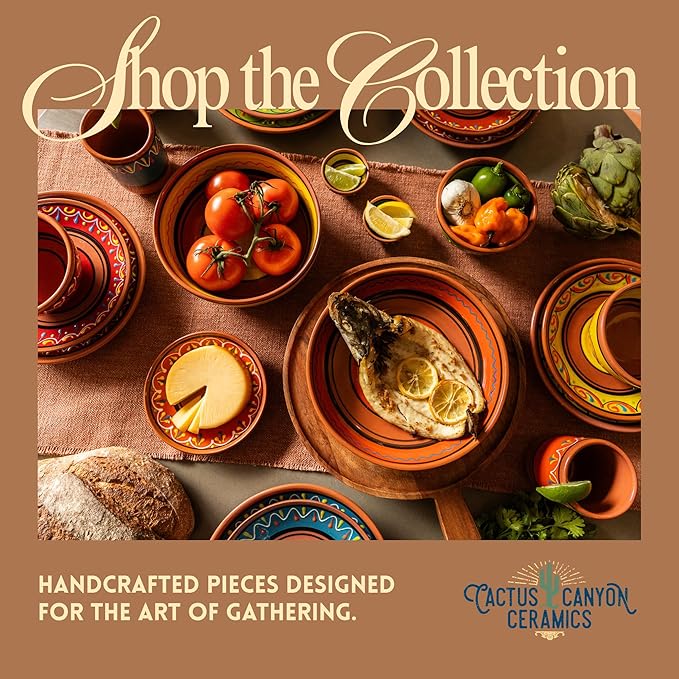 Cactus Canyon Ceramics Spanish Terracotta 5-Piece Small Tapa Plate Set, Multicolor