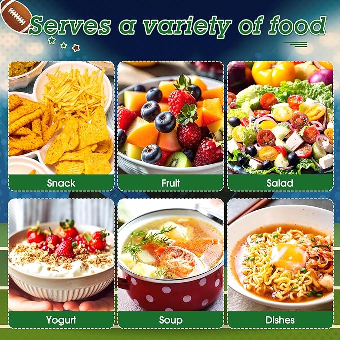 100 Pcs 16 oz Football Paper Bowls - Football Party Snack Bowls Supplies for Game Day Hot Cold Soup Salad Dessert Home Cereal Holiday Decoration
