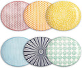 Selamica Porcelain Shallow Oval Dinner Plates, 8 inch Dessert Pasta Salad Curve Plates, Microwave/Dishwasher/Oven safe, Set Of 6, Assorted Colors