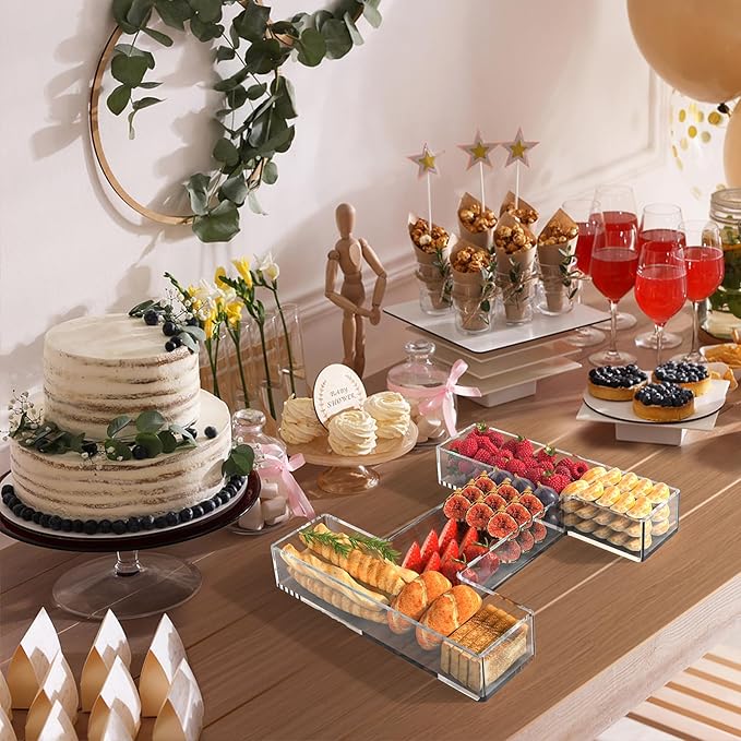 13.8" Acrylic Letter Charcuterie Tray, Charcuterie Letters Fillable Box for Food, Reusable Serving Cake Candy Dish Display Tray for Birthday Anniversary Party Decoration (Letter I)