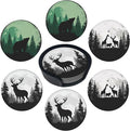 Deer Coasters Leather Round Drink Coasters 6 Pcs Set with Holderor for Cup Drink Coffee Table Bar Home Decor