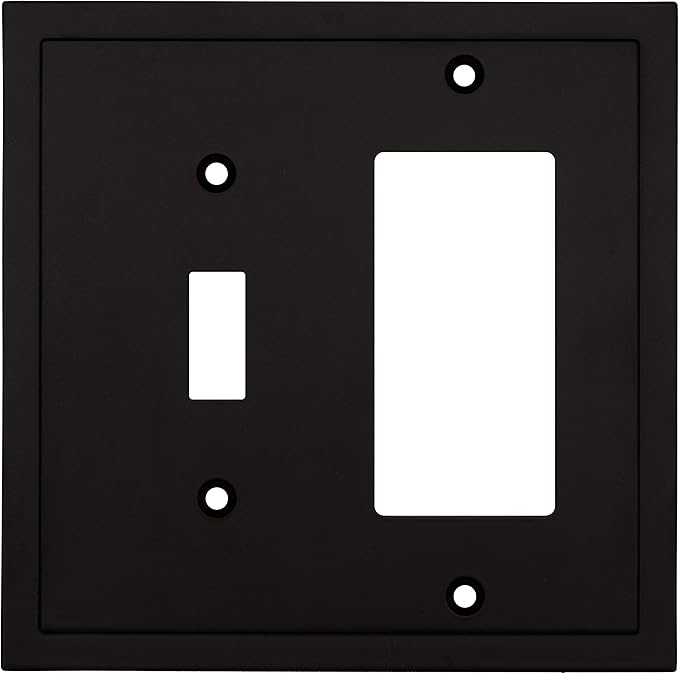 Henne Bery Modern Edge Decorative Wall Plate Switch Plate Outlet Cover, Durable Solid Zinc Alloy (Toggle/Decorator, Matte Black)