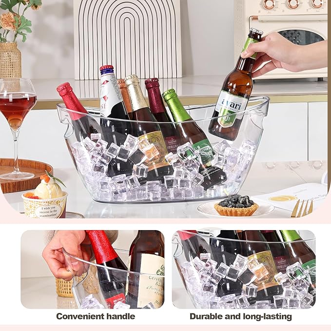 Ice Bucket 2 PCS, Thickened Ice Buckets for Parties, Mimosa Bar Supplies Beverage Tub for Champagne Beer Sparkling Wine Cocktails（5.5L) 16.5 * 7.3 * 6.8inch