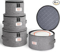 Cirhy Hard Shell Plate Storage Containers 4-Piece Set - Reinforced Hard-Sided Moving Boxes for Dinner Plates, Bowls & Saucers - Stackable Dish Packing Protectors with 48 Felt Dividers