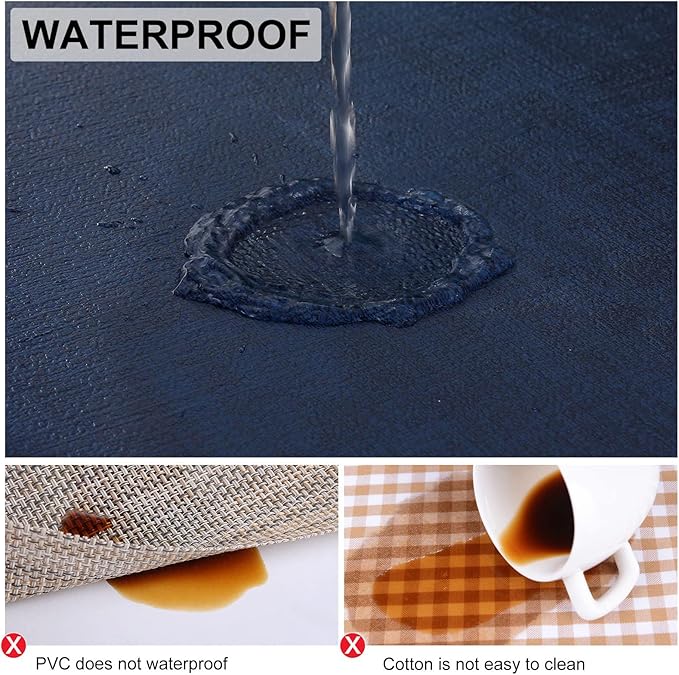 homing Faux Leather Heat Resistant Placemats 6 Packs, Waterproof Wipeable Dining PU Place Mats for Indoor & Outdoor, Easy to Clean, Dark Navy Blue