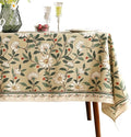 ISAENNE Designer Green Linen Small Rectangular Tablecloth,Floral French Country Indoor Table Cloth,Stain Resistant Home Decor Tablecloths for Dining Kitchen Thanksgiving Party,55"*71"-Brune