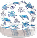 50 Pcs Sea Turtle Oval Paper Plates 10" x 12" Large Heavy Duty Disposable Blue Ocean Coastal Turtle Coral Dessert Plates Platters for Summer Beach Under the Sea Turtles Birthday Party Decorations ﻿