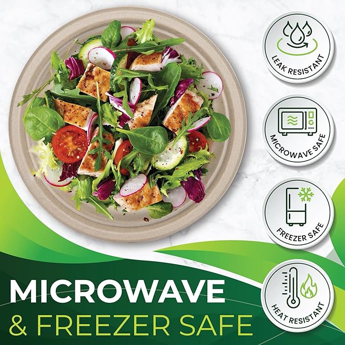 150PCS 100% Compostable Brown Paper Plate(10 in), Heavy Duty Disposable Plates, Eco Friendly Dinner Plates, Biodegradable Plates Made of Sugarcane Fiber