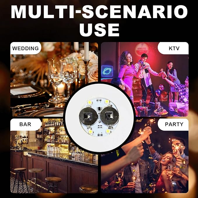 100 PCS LED Coaster, Light Up Coasters for Drinks, Liquor Bottle Lights Stickers Coasters, Flash Light Up Bar Coaster for Club, Bar, Party, Wedding Decor