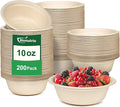 Paper Bowls 10 oz, 200 Pack Disposable Small Paper Bowls for Snacks, Salads, Hot Food, Eco-Friendly Recycled Biodegradable Compostable Bowl, Natural Brown