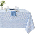 ATOSII Amalfi Blue 100% Cotton Boho Rectangle Fall Tablecloth, Handblock Print Table Cloth for Kitchen I Dining Table Linen Fall Décor I Parties Wedding Outdoors Summer I 72 X 108 Inches I 8 Seater