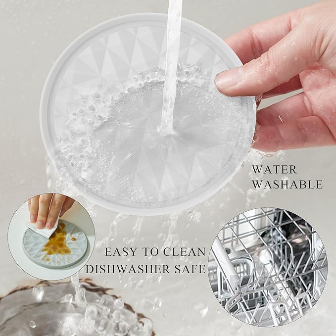 Silicone Coasters for Drinks[4 Pack]- Cup Mat for Tabletop Protection-Non-Slip, Non-Stick, Coffee Table Decor, Great Gift for Any Occasion, Translucent