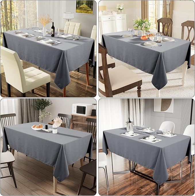 Smiry Rectangle Table Cloth, Waterproof Anti-Scratch Polyester Tablecloth, Decorative Washable Fabric Table Cover for Dining, Buffet, Parties and Outdoor, 52x70, Grey