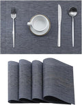 Leetaltree Denim Blue Placemats Set of 4 - Heat Resistant Non-Slip Place mats for Dining Table, Washable Durable PVC Vinyl Woven Table Mats（Denim Blue, 4）