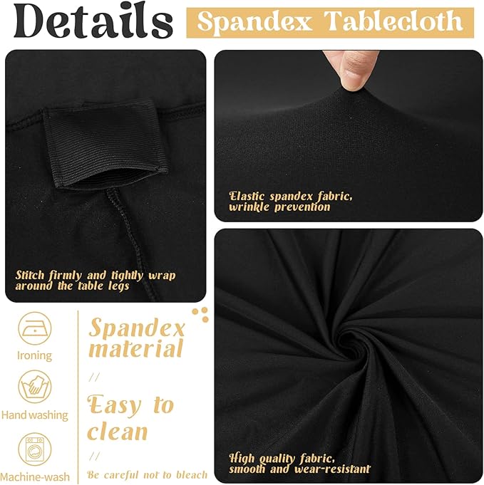 HAISIWLKJ 6 Pack Table Cloth 6ft Black Tablecloths for Rectangle Folding Table Spandex Fitted Stretch Cover Wrinkle Resistant Washable Protector for Party, Wedding, Banquet, Festival.