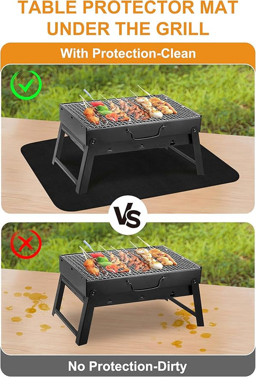 24×31 inches Heat Resistant Grill Mats for Countertop & Table, Fireproof Mats for Outdoor Grill, Portable Charcoal Grill, Gas Grill, Pizza Oven Compatible with Blackstone, Ninja, Black