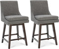 CHITA Counter Height Swivel Bar Stools with Back Set of 2, FSC Certified Upholstered Fabric Bar Stool, 26.8" H Seat Height, Fabric in Fog