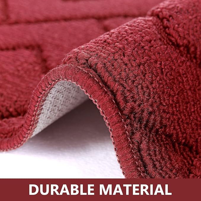 hicorfe Kitchen Rugs and Mats Sets,2 Pieces Super Absorbent Polypropylene Non-Slip Rug,Soft Comfort Floor Mat,Machine Wash for Kitchen,Hallway,Office,Sink,Laundry(20" x 32"+20" x 48",Red