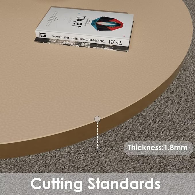 Round Table Pad,1.8mm Thick,Dia.40 Inch,Round Leather Table Cover,Round Table Protector,Round Dining Table Protector,Round Table Top Protector.(Dia.40,Light Brown+Gray)