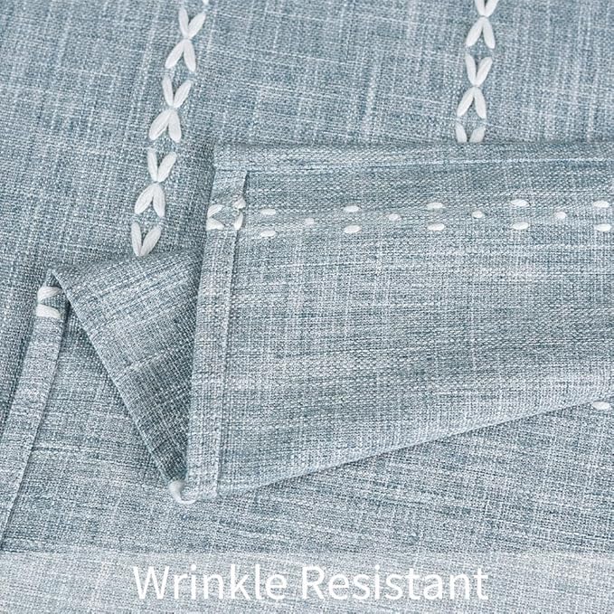 Zobesta Linen Table Cloth Blue Tablecloth Rectangle 98 x 53 Inch, Washable Farmhouse Soft Boho Blue Stripe Tablecloth for Party, Holiday, Picnic, Dining, Outdoor