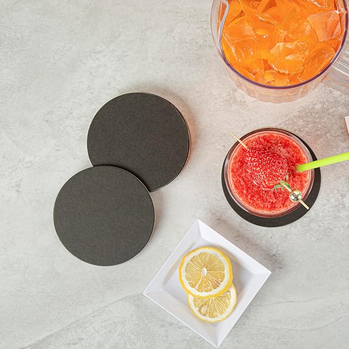Restaurantware Paper Coasters 100 Pack of 4 Inch Disposable Beverage Coasters Absorbent for Hot and Cold Drinks Black Coffee Cup Essentials for Table Decor, Kitchen, Home Patio or Living Room