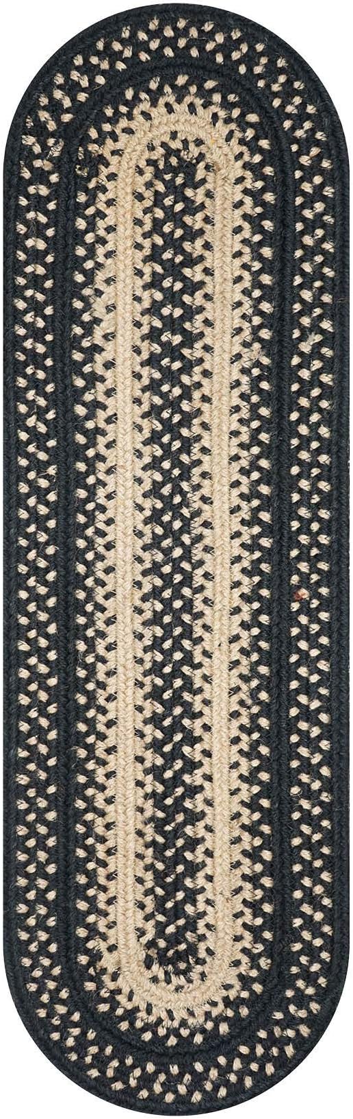 Homespice Manchester Jute Braided Table Runner Set of 2-8x28, Oval, Black & Tan - Rich Colors, Easy to Clean, Durable and Protects Furniture