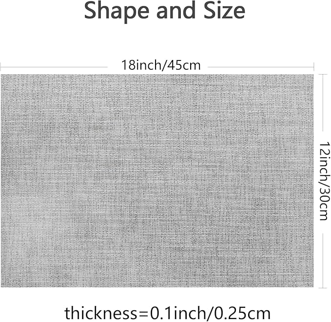 DACHUI Placemats Set of 8, Linen Look Woven Place Mats, Water Resistant, Heat Resistant, Washable, Durable Table Mats (Smoky Grey)