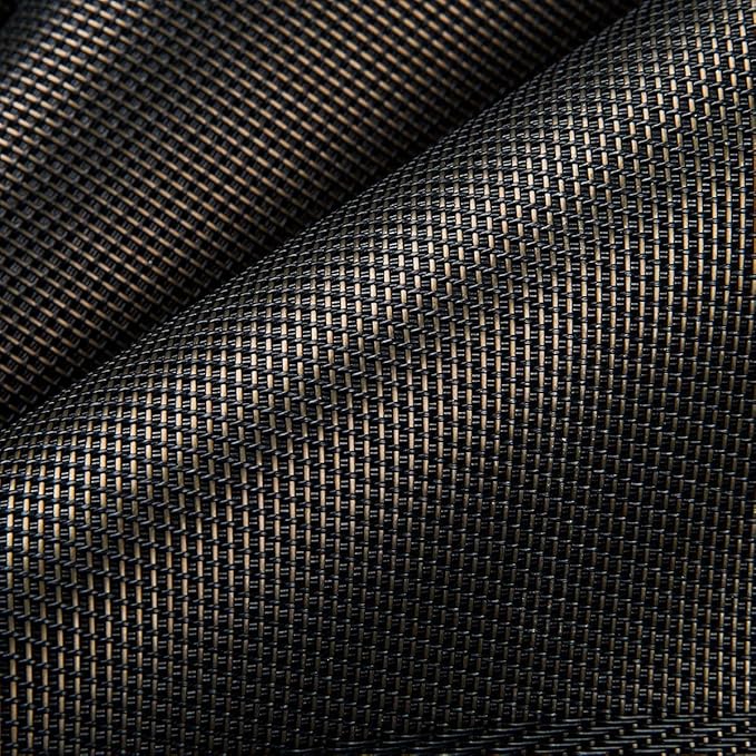 DACHUI Placemats Set of 4, Linen Look Woven Place Mats, Water Resistant, Heat Resistant, Washable, Durable Table Mats (Black Gold)