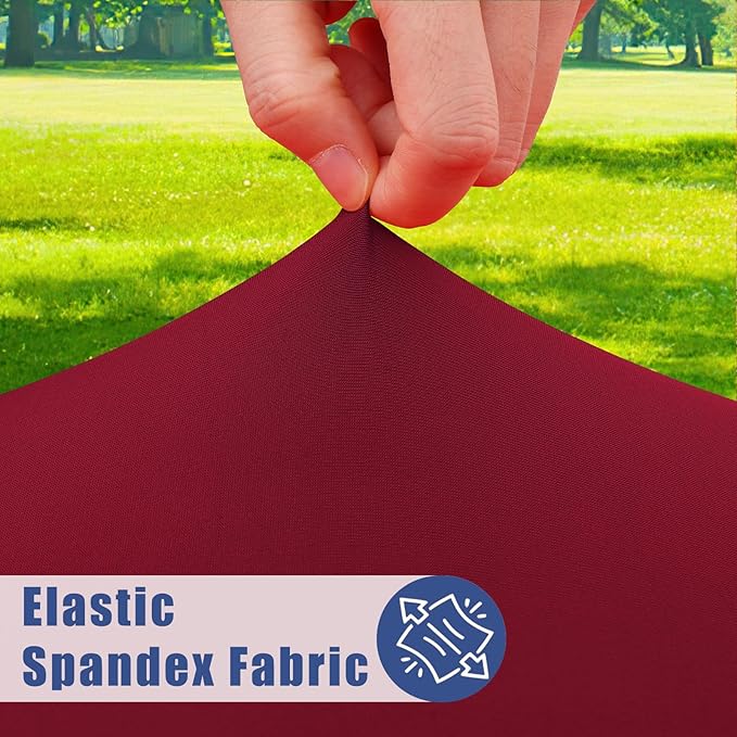 Round Spandex Tablecloth, Elastic Fitted Waterproof Tablecloths for 45"-56" Tables, Stretch Washable Picnic Table Cover for Camping, Dining, Indoor and Outdoor, Wine Red