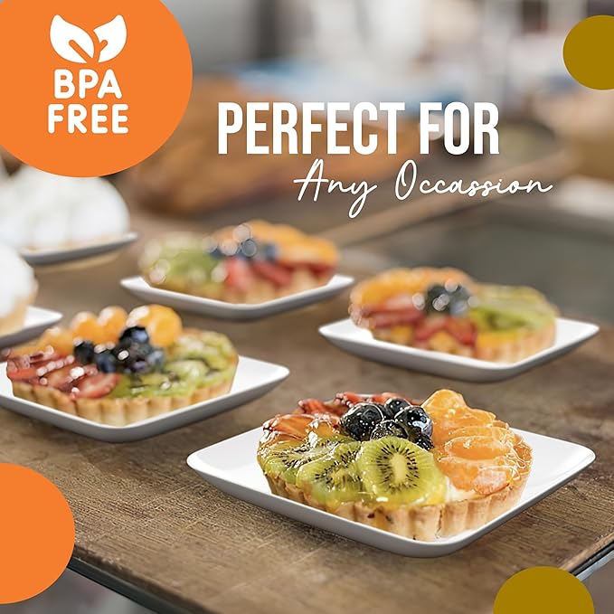 Exquisite Tiny Mini Appetizer Plates - 240 Pack 2.4 In. x 2.4 In. White Plastic Disposable Dessert Plates - BPA Free for Weddings