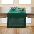 Solino Home Linen Rainforest Green Hemstitch Table Runner 48 Inches - 100% Pure Linen Small Table Runner 14 x 48 Inch Ideal for Dresser and Coffee Tables, St Patricks Day - Classic Hemstitch