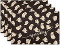 Giwawa Halloween Placemats Set of 4, 12x18 Inch Spooky Gothic Ghosts Black Place Mat for Kitchen Dining, Holiday Double Sided Heat Resistant Table Mats for Tabletop Party Indoor Outdoor Decor