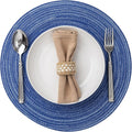 Round Placemats Set of 6 Woven Placemats Washable Braided Table Mats for Dining Table Heat Resistant Non-Slip Circle Place Mats(Royal Blue)