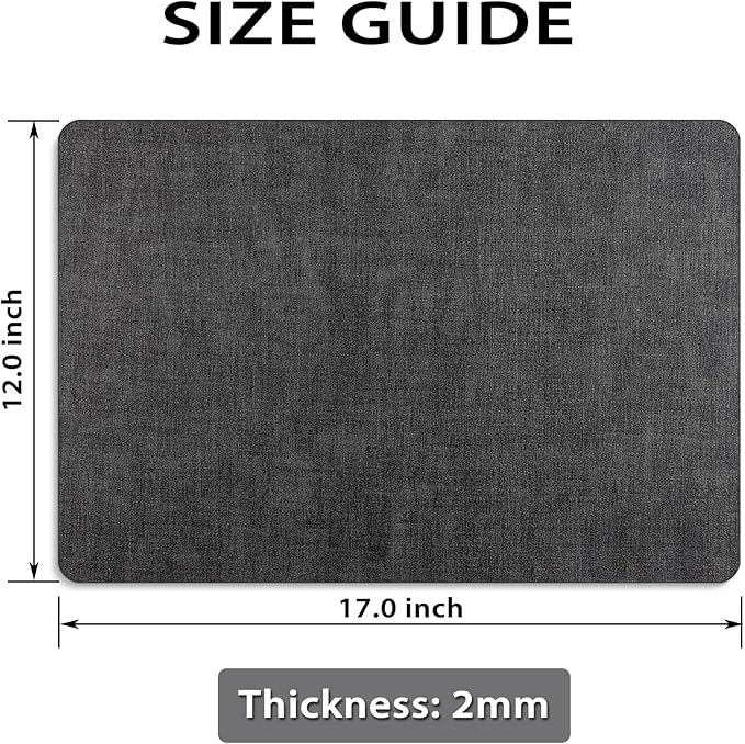Placemats Set of 4 Washable, Heat Resistant Table Placemats Wipeable Faux Leather Place Mats Non Slip, Waterproof Square Table Mats for Indoor Outdoor, Charcoal Gray