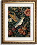 InSimSea Gold Picture Framed Wall Art, Living Room Vintage Moody Hummingbird Wall Decor, William Morris Botanical Canvas Print Art, Home Farmhouse Decor, Antique Paintings with Frame 13x16inch