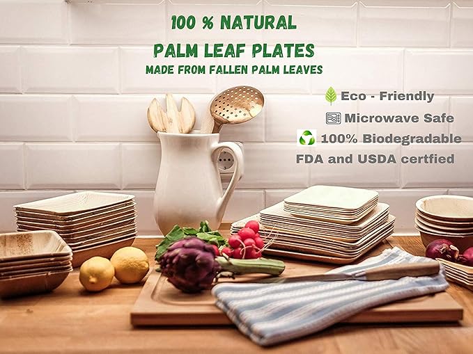 Charity Leaf Disposable Palm Leaf 6" Heart Plates (25 pieces) Bamboo Like Serving Platters, Disposable Boards, Eco-Friendly Dinnerware For Weddings, Catering, Events