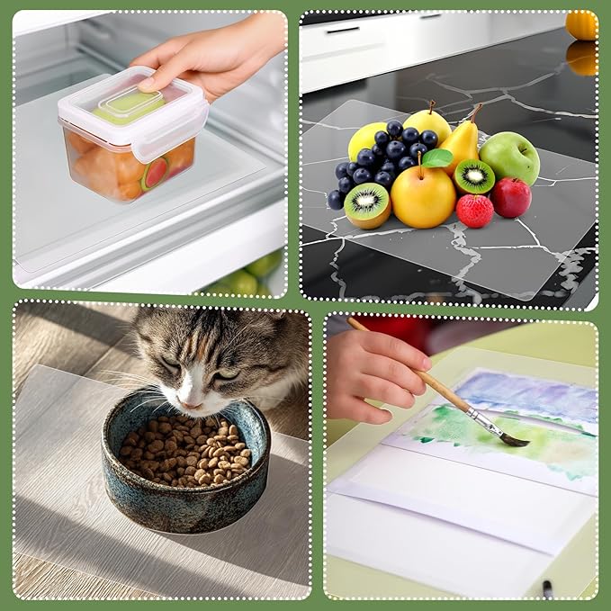 Tecmisse 5 PCS Plastic Placemat Heat Resistant Washable Table Mats, Clear Placemats for Table, Dining, Kitchen, Crafting and Shelf Liner, 17 x 11 Inch