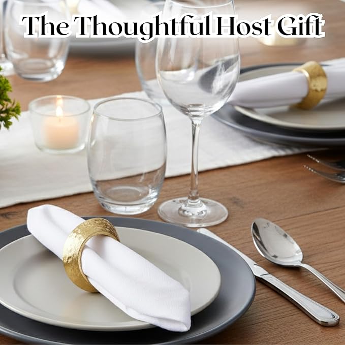 ALPHA Living HOME Metal Napkin Rings Set of 12 - Gold Mobius Design for Table Decor, Elegant Napkin Holders for Dinner, Wedding, Party, Holiday, Thanksgiving, Christmas & Everyday Use